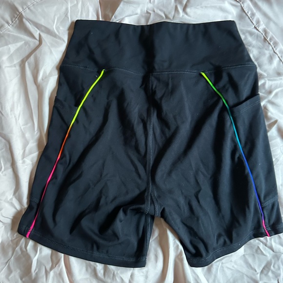 American Eagle Black Women's Bike Shorts, Rainbow Accents & Pocket Medium - Picture 2 of 4